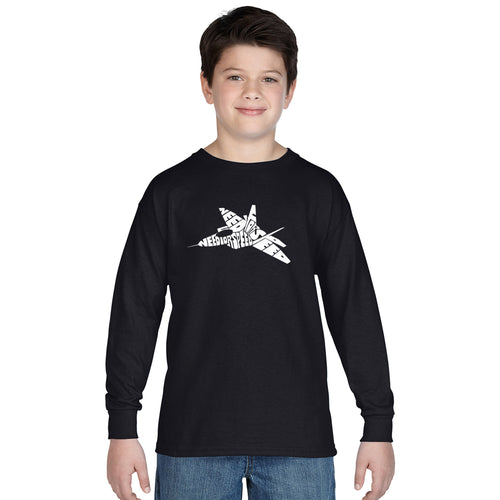 FIGHTER JET NEED FOR SPEED - Boy's Word Art Long Sleeve