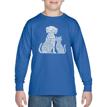Load image into Gallery viewer, LA Pop Art Boy&#39;s Word Art Long Sleeve - Dogs and Cats