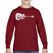 Load image into Gallery viewer, Peace Love Country  - Boy&#39;s Word Art Long Sleeve