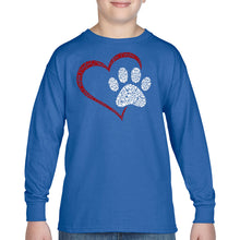 Load image into Gallery viewer, Paw Heart - Boy&#39;s Word Art Long Sleeve T-Shirt