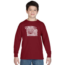Load image into Gallery viewer, Pug Face - Boy&#39;s Word Art Long Sleeve