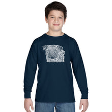 Load image into Gallery viewer, Pug Face - Boy&#39;s Word Art Long Sleeve