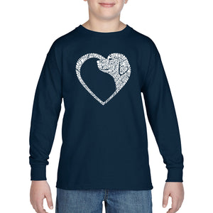 Dog Heart - Boy's Word Art Long Sleeve T-Shirt