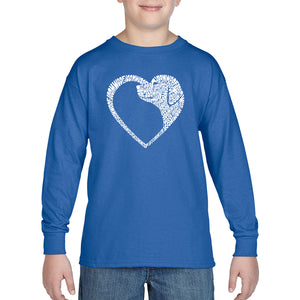 Dog Heart - Boy's Word Art Long Sleeve T-Shirt
