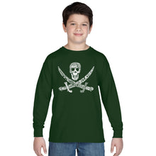 Load image into Gallery viewer, PIRATE CAPTAINS, SHIPS AND IMAGERY - Boy&#39;s Word Art Long Sleeve