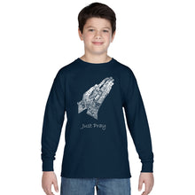 Load image into Gallery viewer, Prayer Hands -  Boy&#39;s Word Art Long Sleeve