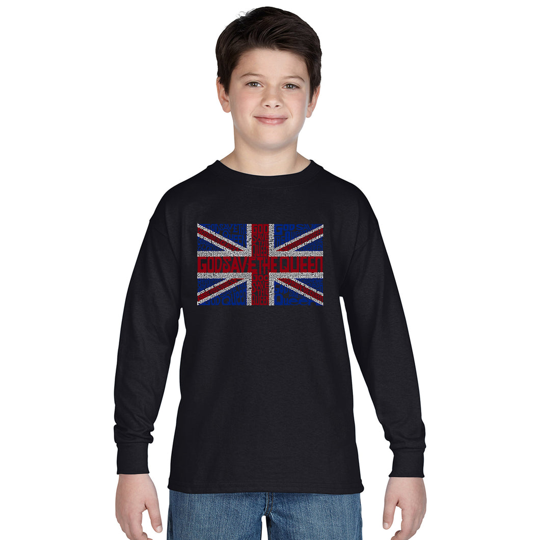 LA Pop Art Boy's Word Art Long Sleeve - God Save The Queen