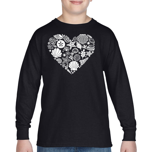 Sea Shells - Boy's Word Art Long Sleeve T-Shirt