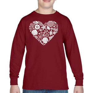 Sea Shells - Boy's Word Art Long Sleeve T-Shirt