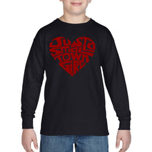 Load image into Gallery viewer, LA Pop Art Boy&#39;s Word Art Long Sleeve - Just a Small Town Girl