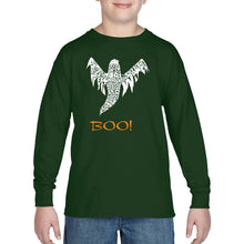 Load image into Gallery viewer, Halloween Ghost - Boy&#39;s Word Art Long Sleeve T-Shirt