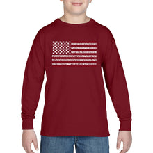 Load image into Gallery viewer, LA Pop Art Boy&#39;s Word Art Long Sleeve - 50 States USA Flag