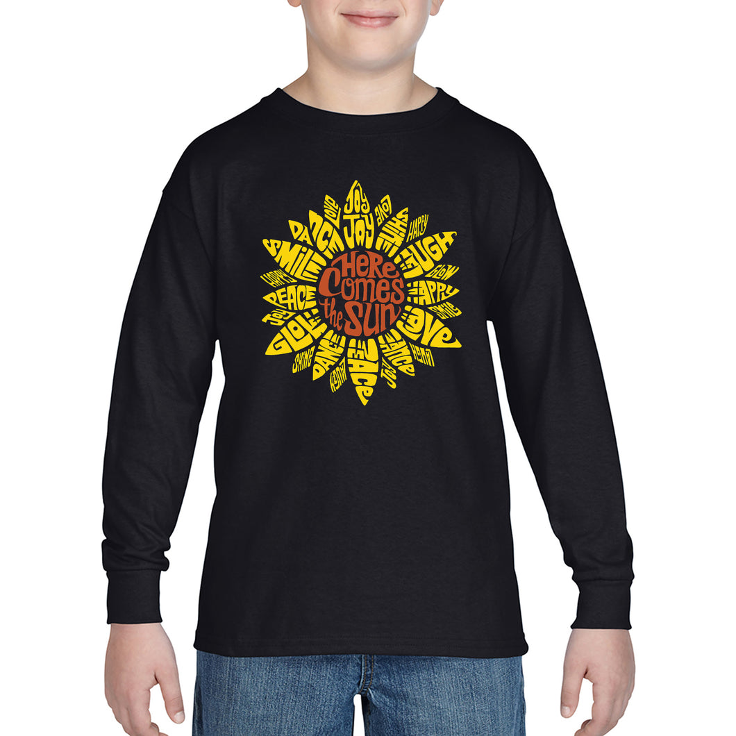 LA Pop Art Boy's Word Art Long Sleeve - Sunflower