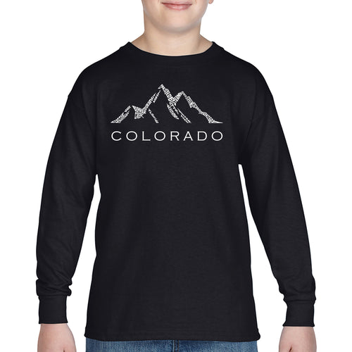 Colorado Ski Towns  - Boy's Word Art Long Sleeve