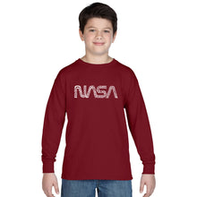 Load image into Gallery viewer, LA Pop Art Boy&#39;s Word Art Long Sleeve - Worm Nasa