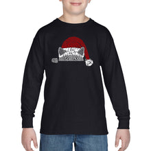 Load image into Gallery viewer, Christmas Peeking Cat - Boy&#39;s Word Art Long Sleeve T-Shirt