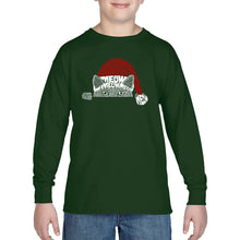 Load image into Gallery viewer, Christmas Peeking Cat - Boy&#39;s Word Art Long Sleeve T-Shirt