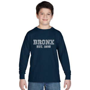 POPULAR NEIGHBORHOODS IN BRONX, NY - Boy's Word Art Long Sleeve