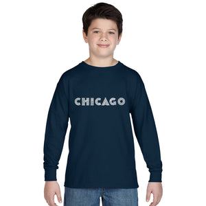 CHICAGO NEIGHBORHOODS - Boy's Word Art Long Sleeve