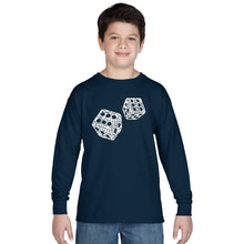 Load image into Gallery viewer, DIFFERENT ROLLS THROWN IN THE GAME OF CRAPS - Boy&#39;s Word Art Long Sleeve