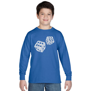 DIFFERENT ROLLS THROWN IN THE GAME OF CRAPS - Boy's Word Art Long Sleeve