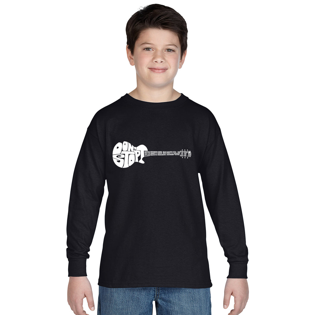 Don't Stop Believin' - Boy's Word Art Long Sleeve