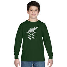 Load image into Gallery viewer, DROP BEATS NOT BOMBS - Boy&#39;s Word Art Long Sleeve