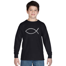 Load image into Gallery viewer, JESUS FISH - Boy&#39;s Word Art Long Sleeve