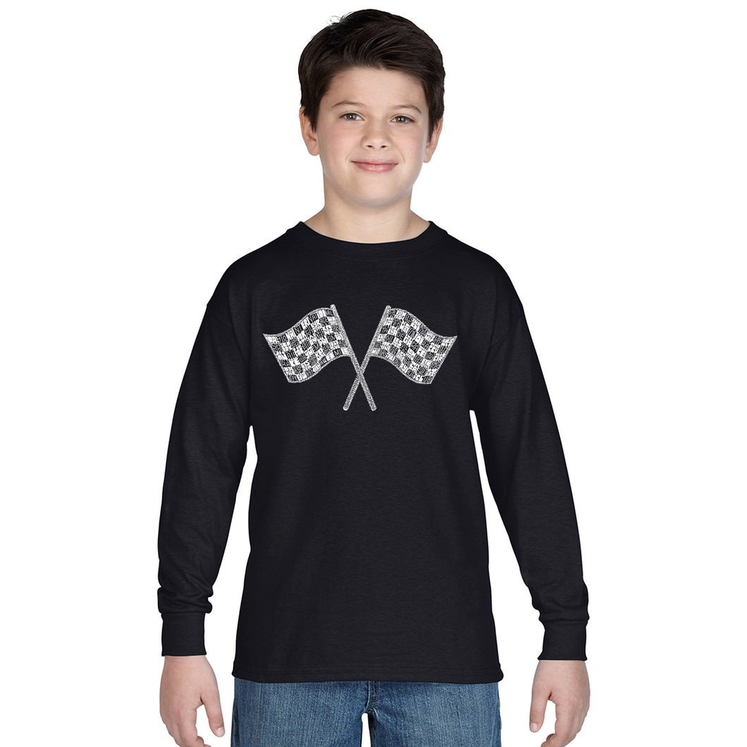 NASCAR NATIONAL SERIES RACE TRACKS - Boy's Word Art Long Sleeve