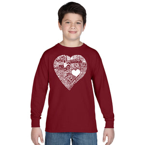 LOVE IN 44 DIFFERENT LANGUAGES - Boy's Word Art Long Sleeve