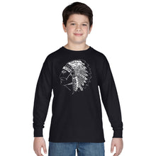 Load image into Gallery viewer, POPULAR NATIVE AMERICAN INDIAN TRIBES - Boy&#39;s Word Art Long Sleeve