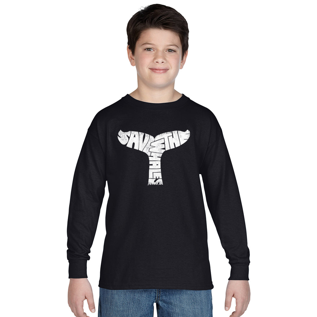 SAVE THE WHALES - Boy's Word Art Long Sleeve