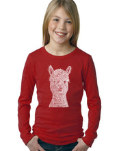 Load image into Gallery viewer, LA Pop Art Girl&#39;s Word Art Long Sleeve - Alpaca