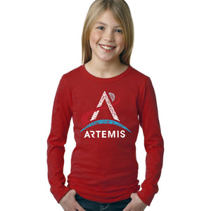 NASA Artemis Logo - Girl's Word Art Long Sleeve T-Shirt