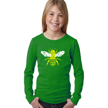 Load image into Gallery viewer, LA Pop Art Girl's Word Art Long Sleeve - Bee Kind