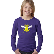 Load image into Gallery viewer, LA Pop Art Girl's Word Art Long Sleeve - Bee Kind