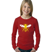 Load image into Gallery viewer, LA Pop Art Girl's Word Art Long Sleeve - Bee Kind