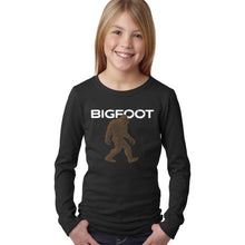 Load image into Gallery viewer, Bigfoot - Girl&#39;s Word Art Long Sleeve T-Shirt