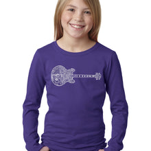 Load image into Gallery viewer, LA Pop Art Girl&#39;s Word Art Long Sleeve - Blues Legends