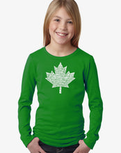 Load image into Gallery viewer, LA Pop Art Girl&#39;s Word Art Long Sleeve - CANADIAN NATIONAL ANTHEM