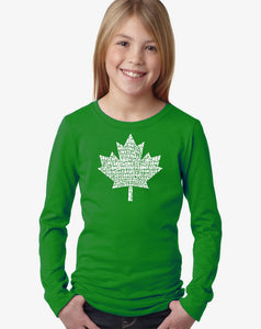 LA Pop Art Girl's Word Art Long Sleeve - CANADIAN NATIONAL ANTHEM