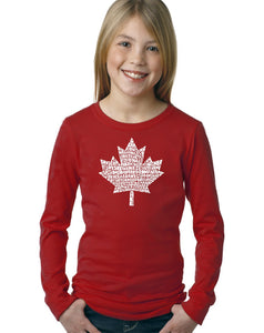 LA Pop Art Girl's Word Art Long Sleeve - CANADIAN NATIONAL ANTHEM