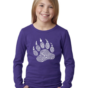 LA Pop Art Girl's Word Art Long Sleeve - Types of Bears