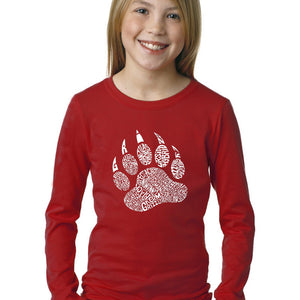 LA Pop Art Girl's Word Art Long Sleeve - Types of Bears