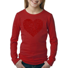Load image into Gallery viewer, LA Pop Art Girl&#39;s Word Art Long Sleeve - Country Music Heart