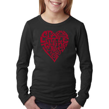 Load image into Gallery viewer, LA Pop Art Girl&#39;s Word Art Long Sleeve - Crazy Little Thing Called Love