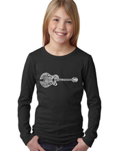 Load image into Gallery viewer, LA Pop Art Girl&#39;s Word Art Long Sleeve - Country Guitar