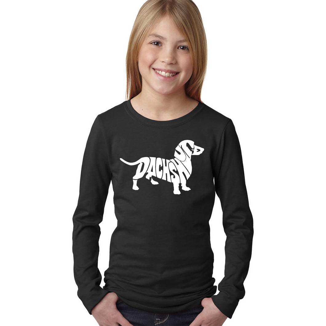 Dachshund  - Girl's Word Art Long Sleeve