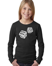 Load image into Gallery viewer, LA Pop Art Girl&#39;s Word Art Long Sleeve - DIFFERENT ROLLS THROWN IN THE GAME OF CRAPS