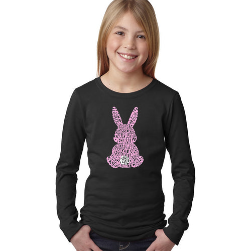 Easter Bunny  - Girl's Word Art Long Sleeve